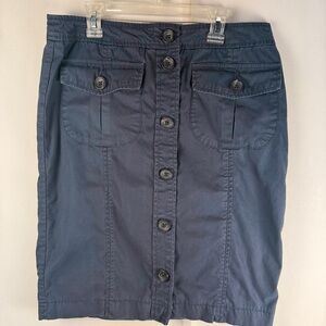 Banana Republic Soft Black Button-Down Straight Cut Skirt, large patch pockets